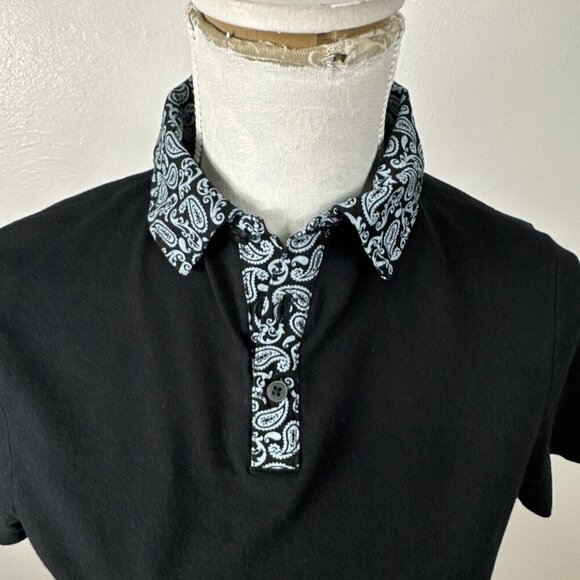 Asos Women's XS 100% Organic‎ Cotton Contrast Collar Polo Shirt Black Blue - Picture 5 of 14